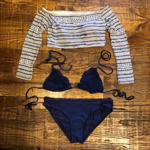 Barefoot Miss of CA - bikini MED & 3/4 sleeve, crop, off-shoulder, padded top SM